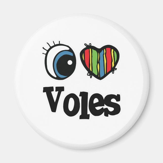 I Love (Heart) Voles Magnet (Front)