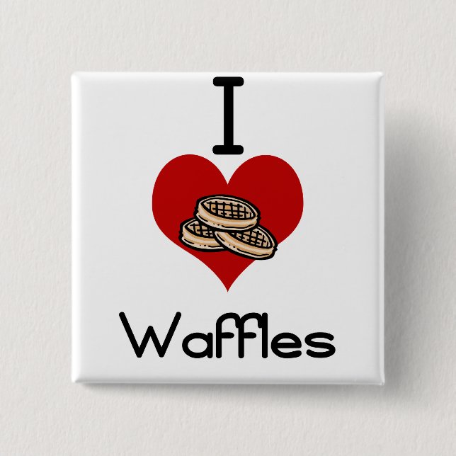 I love-heart waffles 2 inch square button (Front)