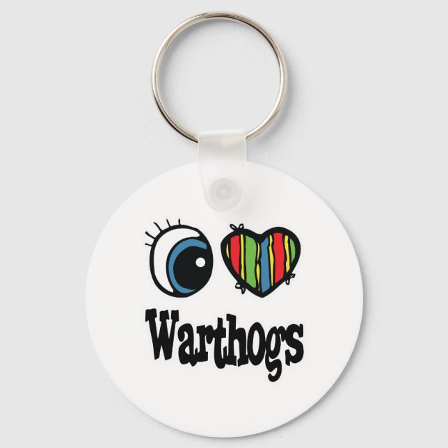 I Love (Heart) Warthogs Keychain (Front)