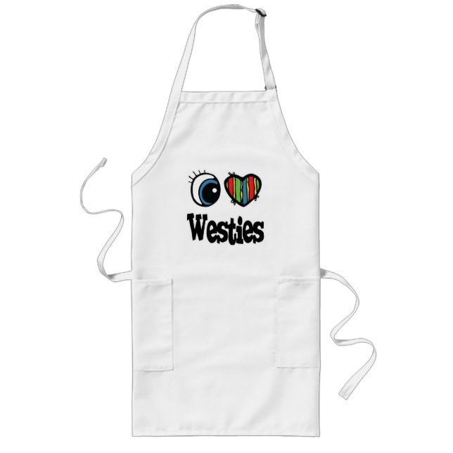 I Love (Heart) Westies Long Apron (Front)