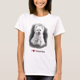 I Love (Heart) Westies: Pencil Drawing T-Shirt