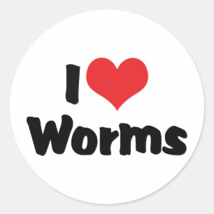 I Love Heart Worms Classic Round Sticker