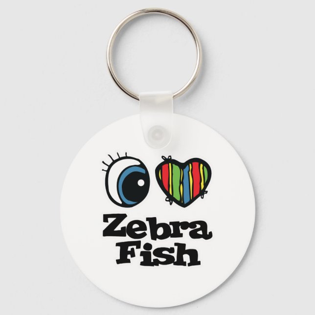 I Love (Heart) Zebrafish Keychain (Front)