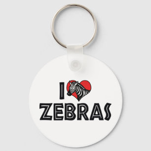 I Love Heart Zebras - Zebra Lover Keychain