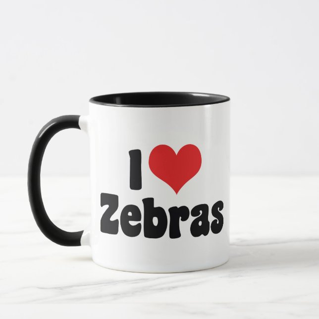 I Love Heart Zebras - Zebra Lover Mug (Left)