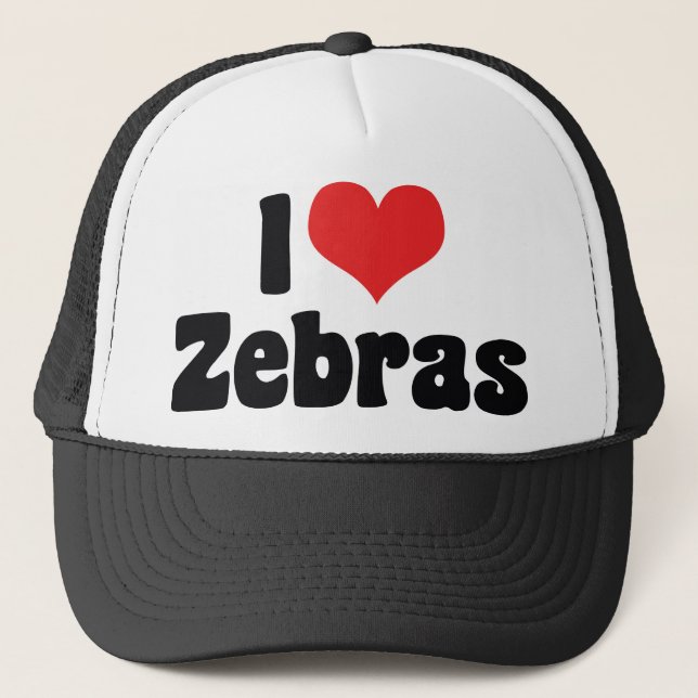I Love Heart Zebras - Zebra Lover Trucker Hat (Front)