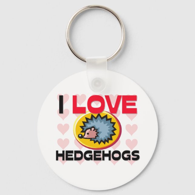 I Love Hedgehogs Keychain (Front)