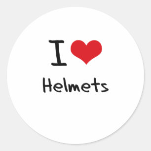 I Love Helmets Classic Round Sticker