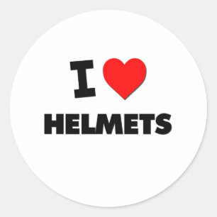 I Love Helmets Classic Round Sticker