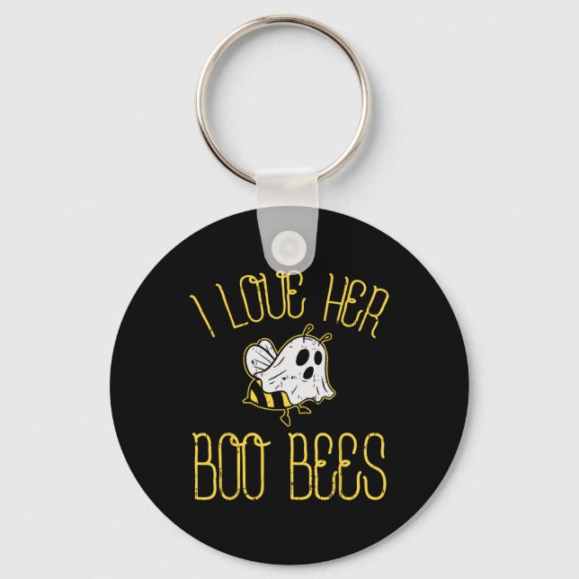 I Love Her Boo Bees Couples Halloween Adult Costum Keychain (Front)