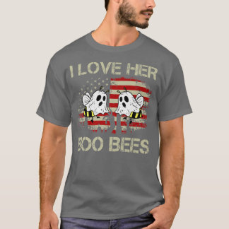 I Love Her Boo Bees Couples Halloween Costume USA T-Shirt