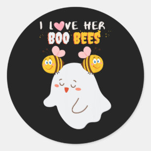 I Love Her Boo Bees Funny Halloween Couple Husnd B Classic Round Sticker