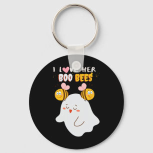 I Love Her Boo Bees Funny Halloween Couple Husnd B Keychain