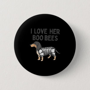 I Love Her Boo Bees Funny Halloween Dachshund Ween 2 Inch Round Button