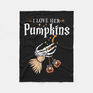 I Love Her Pumpkins She Likes My Broomstick Hallow Fleece Blanket