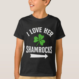 I Love Her Shamrocks St. Patrick's Day Couple Outf T-Shirt