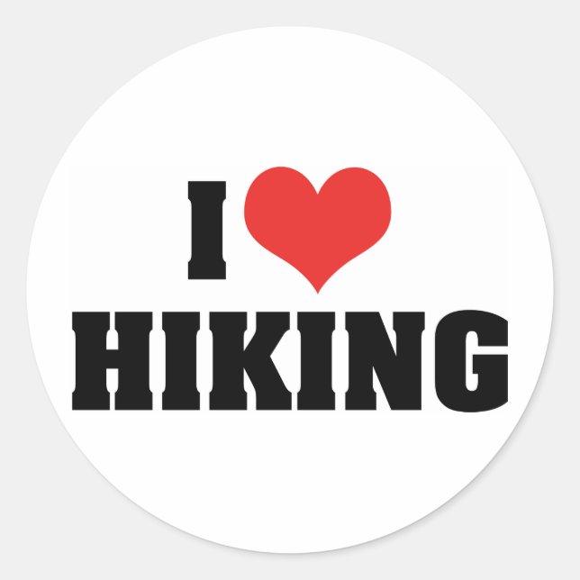I Love Hiking Classic Round Sticker (Front)