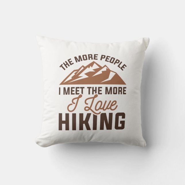 I Love Hiking Throw Pillow (Front)