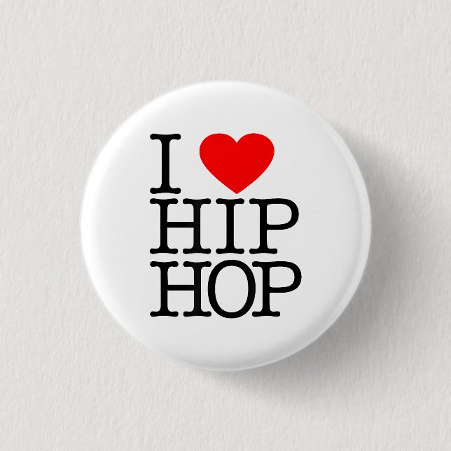 I Love Hip Hop (Heart) - Rap and Hip Hop Fan 1 Inch Round Button (Front)