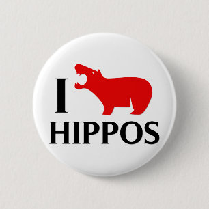 I Love Hippos 2 Inch Round Button