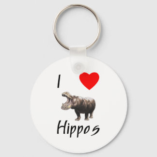 I Love Hippos (2) Keychain