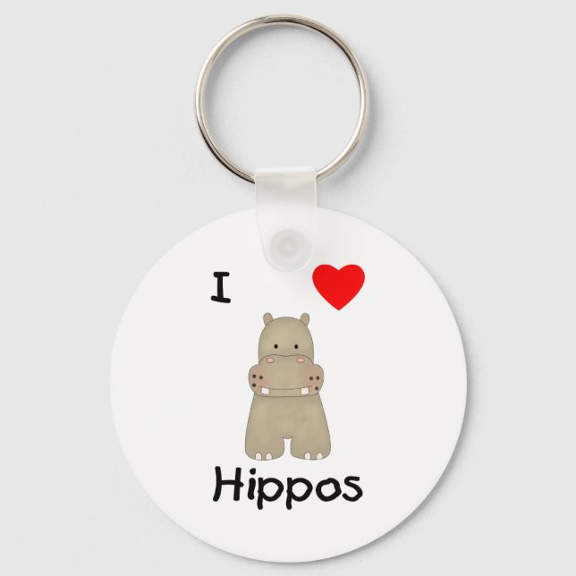 I Love Hippos (3) Keychain (Front)