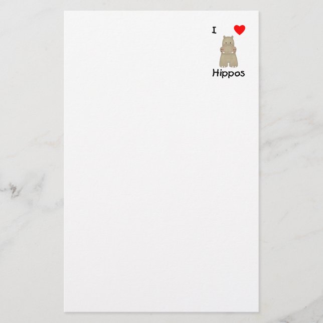 I Love Hippos (3) Stationery (Front)