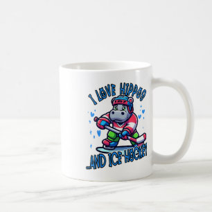 I Love Hippos And Ice Hockey Funny Ice Hockey Play Coffee Mug