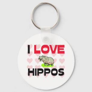 I Love Hippos Keychain