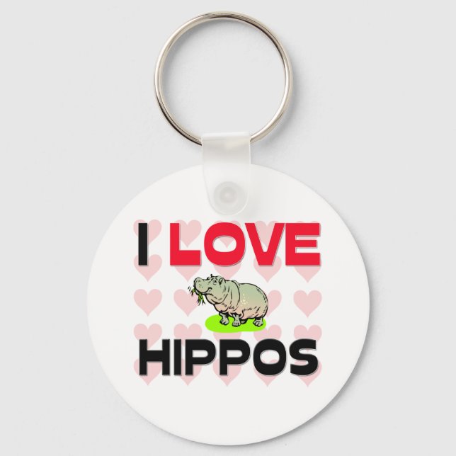 I Love Hippos Keychain (Front)