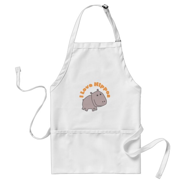 I Love Hippos Standard Apron (Front)