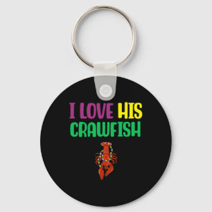 I Love His Crawfish Mardi Gras Matching Couple Gir Keychain