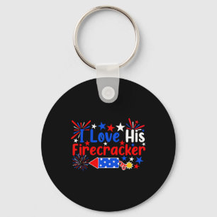 I Love His Firecracker Funny 4th Of July Fireworks Keychain