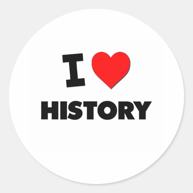 I Love History Classic Round Sticker (Front)