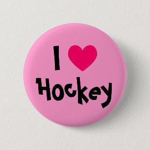 I Love Hockey 2 Inch Round Button