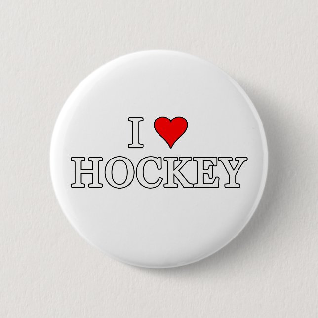 I Love Hockey 2 Inch Round Button (Front)