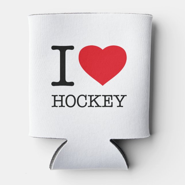 I LOVE HOCKEY CAN COOLER (Front)