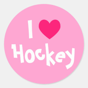 I Love Hockey Classic Round Sticker