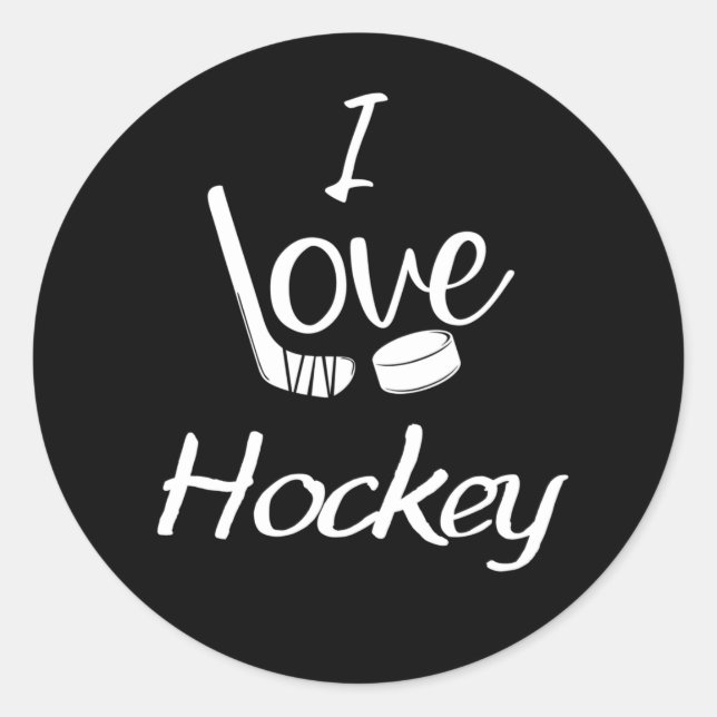 I Love Hockey Classic Round Sticker (Front)