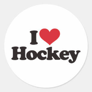 I Love Hockey Classic Round Sticker