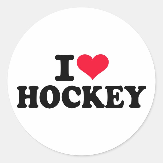 I love Hockey Classic Round Sticker (Front)