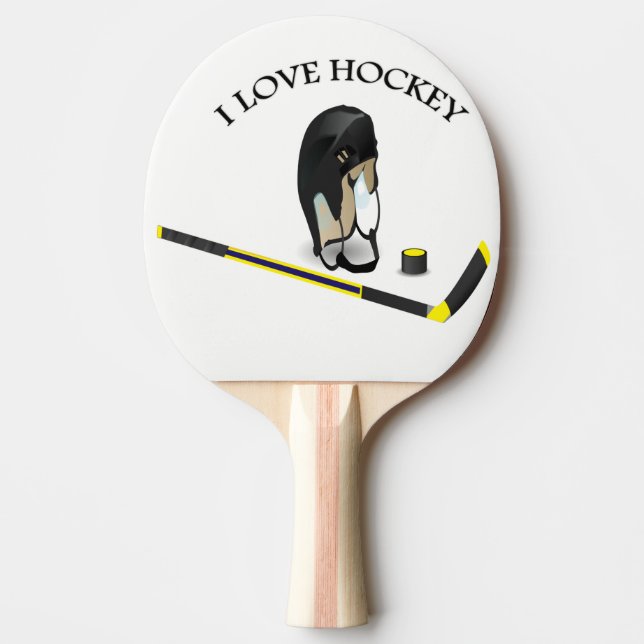 I Love hockey custom design with stick and helmet Ping Pong Paddle (Front)