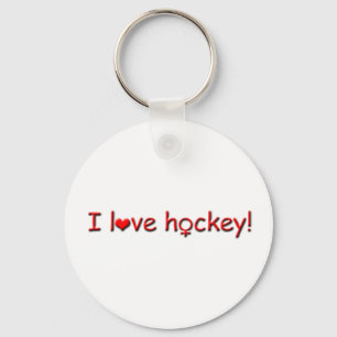 I love hockey!-Female Keychain