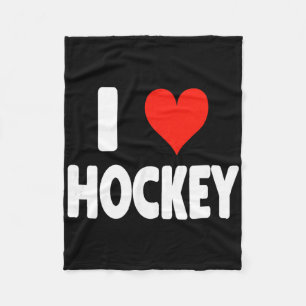 I Love Hockey - Heart Goalie Forward Hockey Mom Da Fleece Blanket