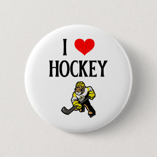 I Love Hockey I Heart Hockey Funny Ice Hockey Love 2 Inch Round Button