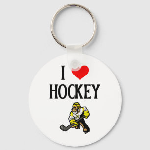 I Love Hockey I Heart Hockey Funny Ice Hockey Love Keychain