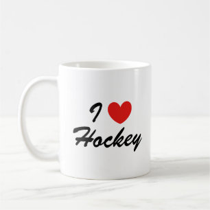 I Love Hockey Sports Typography Coffee Mug