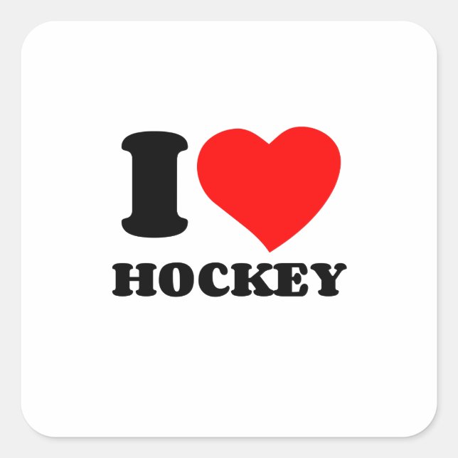 I LOVE HOCKEY SQUARE STICKER (Front)
