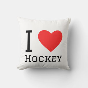 I love hockey square sticker throw pillow