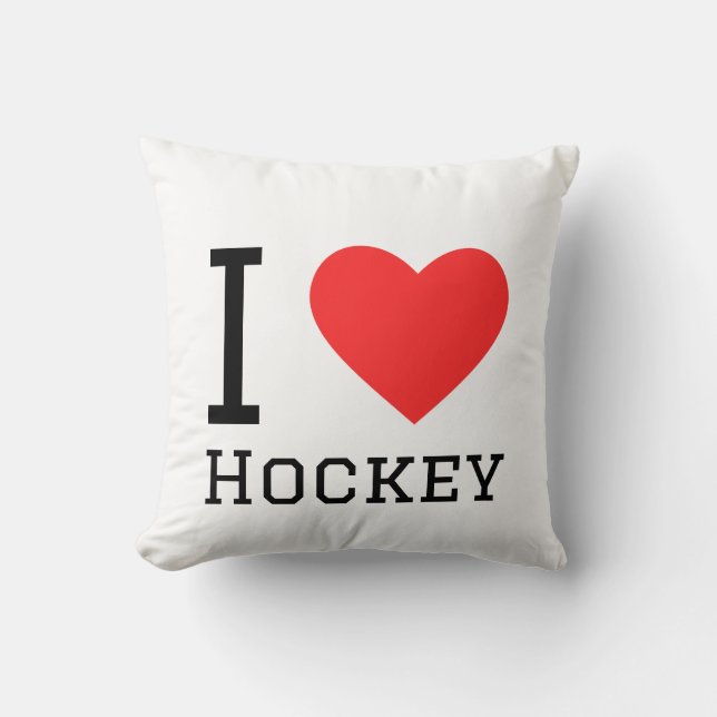 I love hockey square sticker throw pillow (Front)